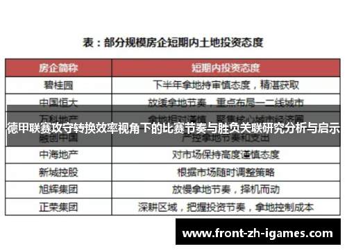 德甲联赛攻守转换效率视角下的比赛节奏与胜负关联研究分析与启示 德甲联赛攻守转换效率视角下的比赛节奏与胜负关联研究分析与启示